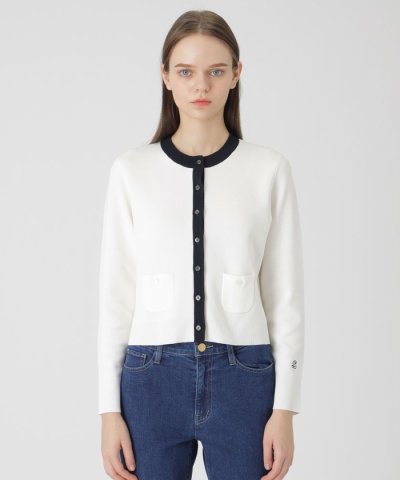 コットンポリエステルスムースニットカーディガン