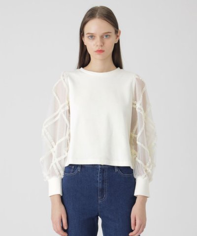 クレストブリッジチェックチュールビスチェ付きトップス