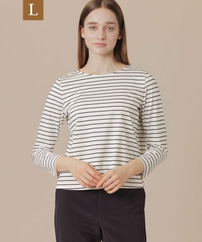 【L】プレーティング天竺ボーダープルオーバー