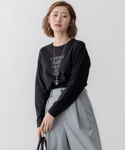 【洗える】レタープリント ロンTEE