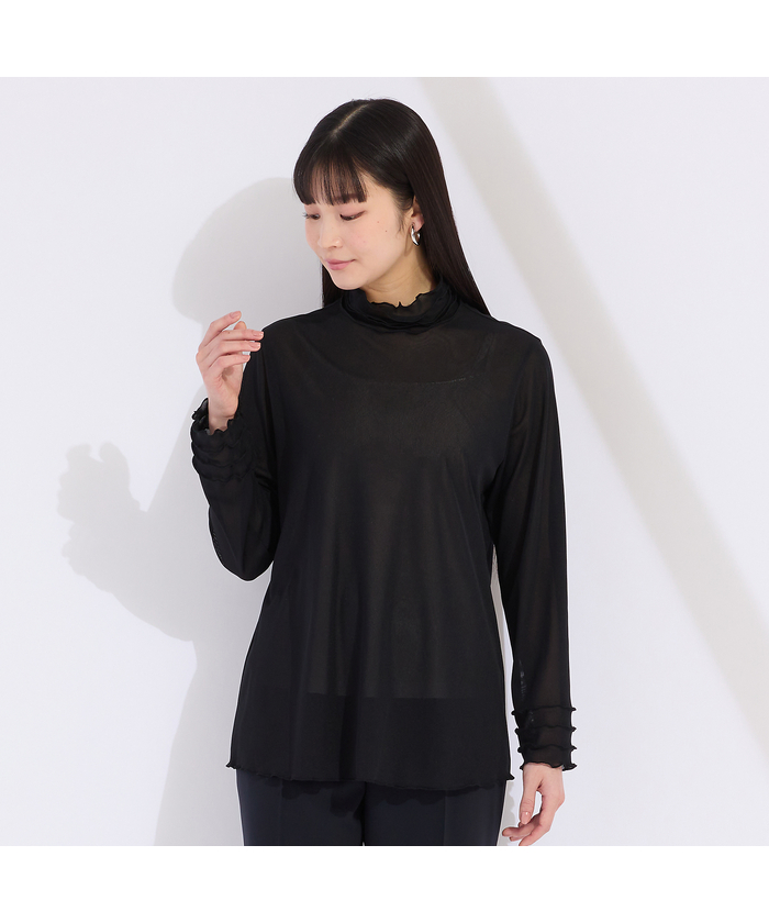 ワイズメッシュ　ハイネックフリルTシャツ ワイズメッシュ ハイネックフリルTシャツ (507840172)｜阪急