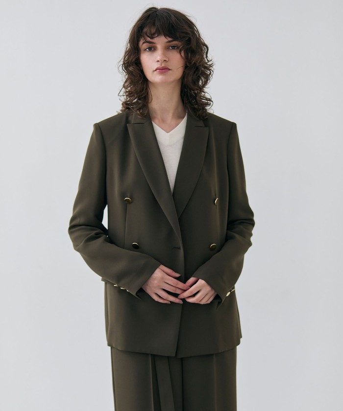 BEIGE 【洗える・大人百花 春号掲載】JASMINE / ゴールドボタンダブルジャケット KHAKI 2 BEIGE 【洗える・大人百花 春号掲載】JASMINE / ゴールドボタンダブルジャケット KHAKI 2
