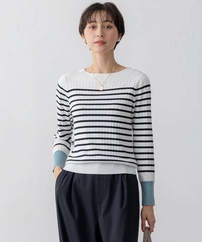 【洗える】シルキーレーヨンワイドリブ ニット