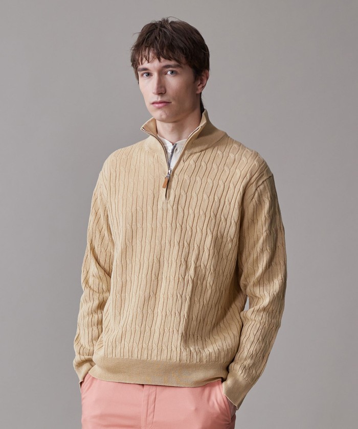 213 新品 ジェイプレス Jプレス チルデン ニット ウールセーター M Cash Lamb's Wool】ハーフジップニット