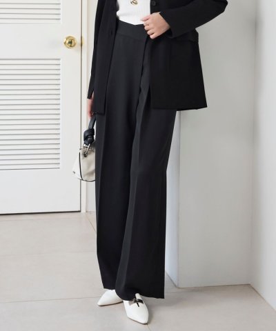 【洗える】シルフィルダブルクロス ワイドパンツ
