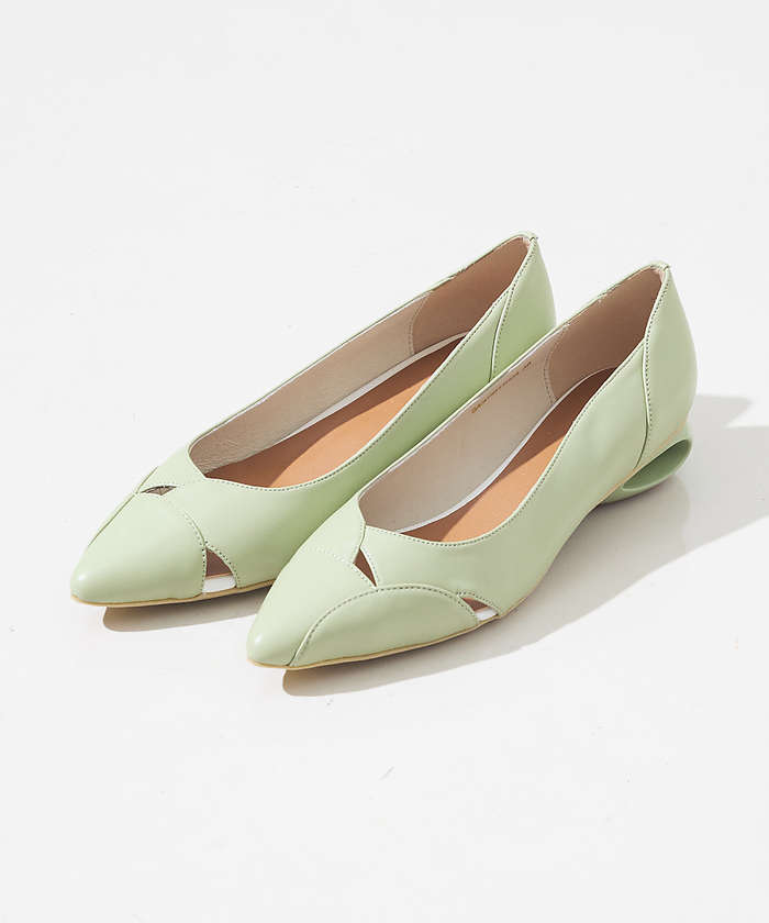 AuBANNISTER ホールヒール フラットパンプス グリーン 39