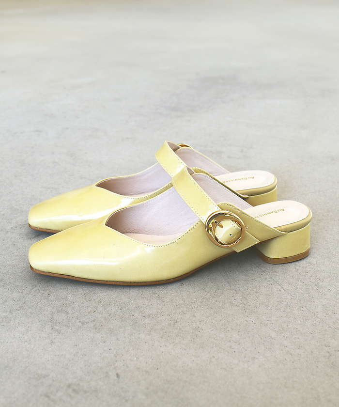AuBANNISTER メリージェーンミュールパンプス イエロー 39