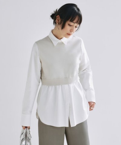 【2WAY・洗える】シャツクロスコンビニットプルオーバー