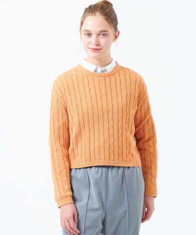 クロップドケーブルニット