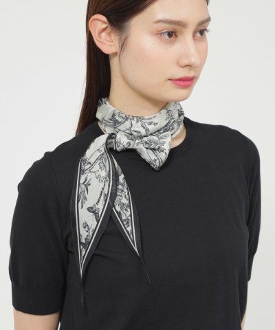 【Precious掲載】【ウォッシャブル】ドローイングフラワーダイヤスカーフ