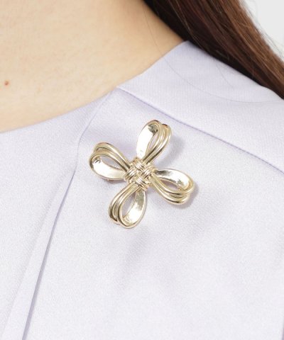 ストライプリボンブローチ