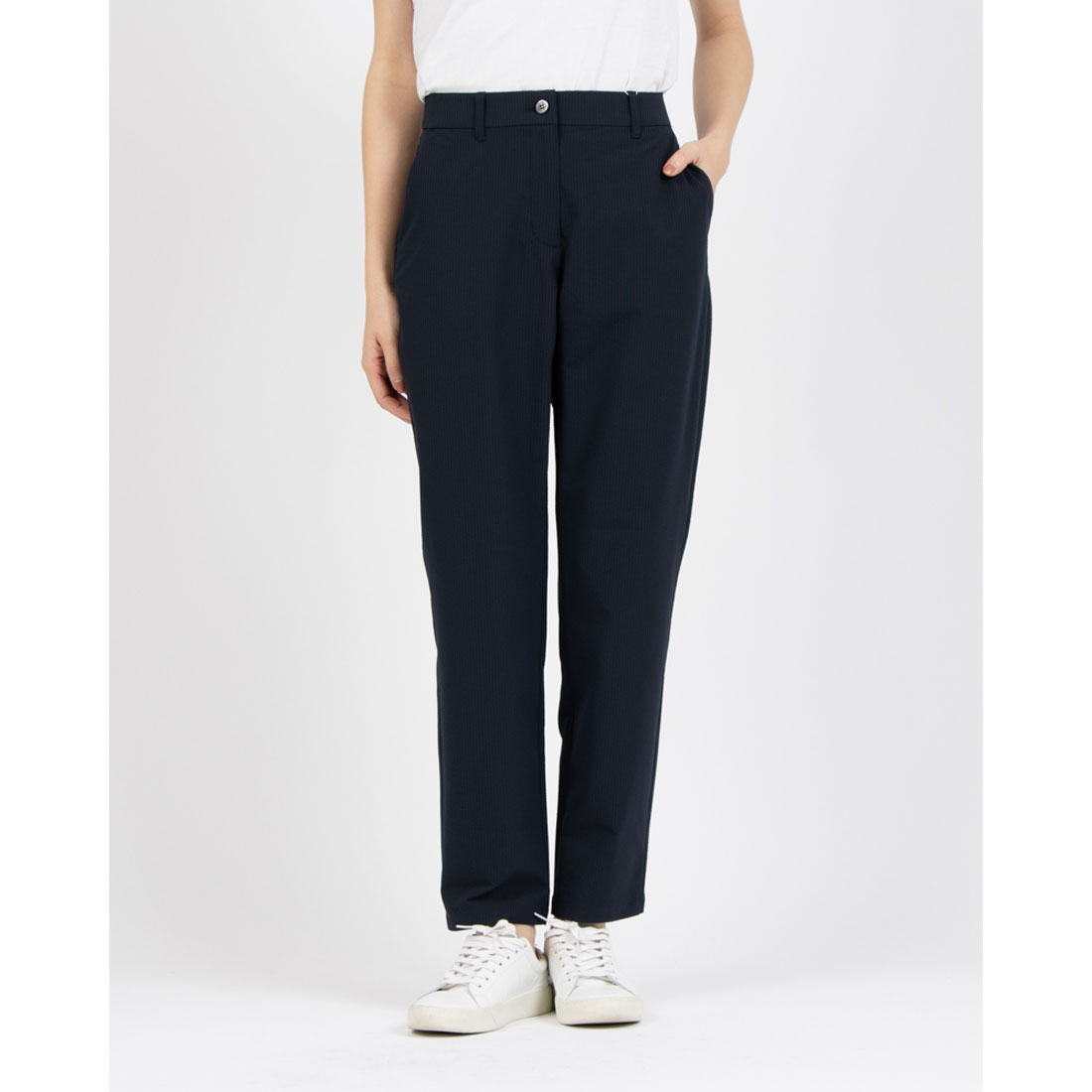 Munsingwear(ings) シアサッカーストレッチ9分丈パンツ ネイビー M Munsingwear(ings) シアサッカーストレッチ9分丈パンツ ネイビー M
