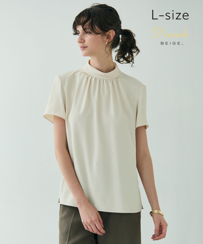 BEIGE 【洗える・L−size】EVA / ハイネックハーフスリーブブラウス SHEERORANGE 10 BEIGE 【洗える・L−size】EVA / ハイネックハーフスリーブブラウス SHEERORANGE 10