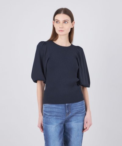 【La maglia】 ギャザースリーブニットプルオーバー