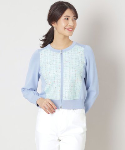 レインボーツイードコンビ ニットブルゾン