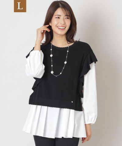 【L】タイプライターブラウスレイヤー  ニット