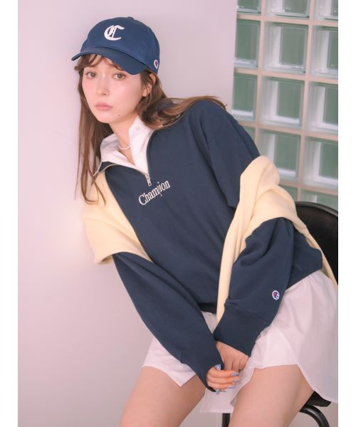 【Champion】リバースウィーブハーフジッププルオーバー　ネイビー Champion (チャンピオン) リバースウィーブ ハーフジップ