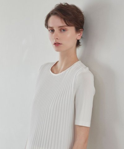 【ウォッシャブル】プリーツコンビニット　プルオーバー