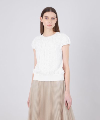 リバーレースコンビ フレンチスリーブニット