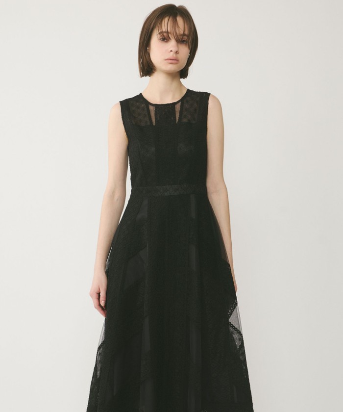GRACECONTINENTAL レースパッチワークドレス ブラック 36 GRACECONTINENTAL レースパッチワークドレス ブラック 36