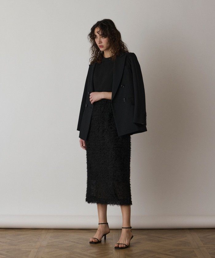 GRACECONTINENTAL フェザー刺繍コンビワンピース ブラック 36