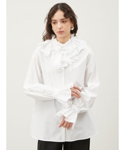 デタッチャブルラッフルブラウス【手洗い可能】