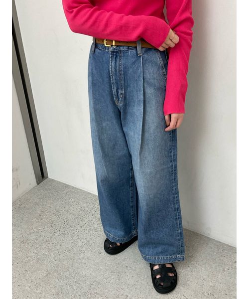 meltthelady⭐︎denim14ブルーデニムバギーパンツ WEB限定00サイズ】ルーズフィットタックバギーデニムパンツ