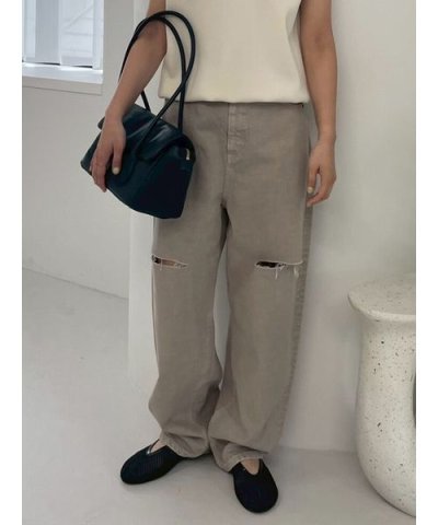 【WEB限定00サイズ】ワイドテーパードカットアウトデニムパンツ