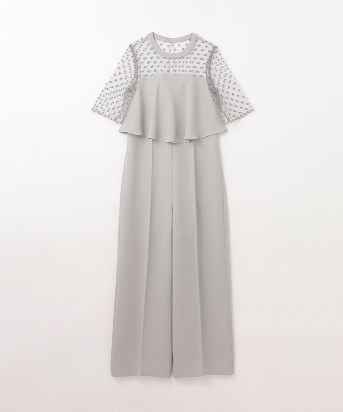 GRACECONTINENTAL ドットチュールサロペット グレー 38 GRACECONTINENTAL ドットチュールサロペット グレー 38