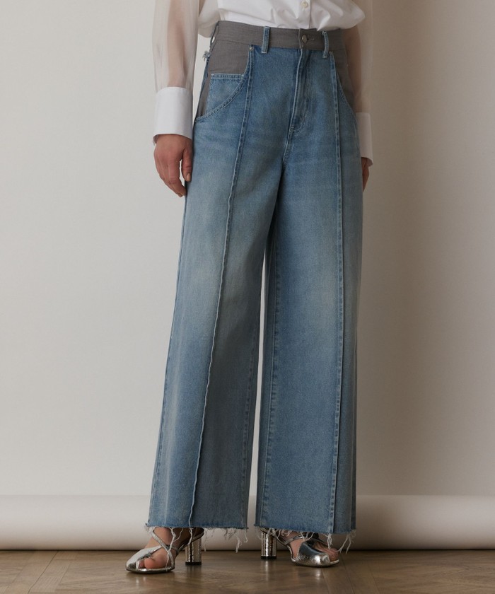 GRACECONTINENTAL コンビデニムワイドパンツ グレー 38