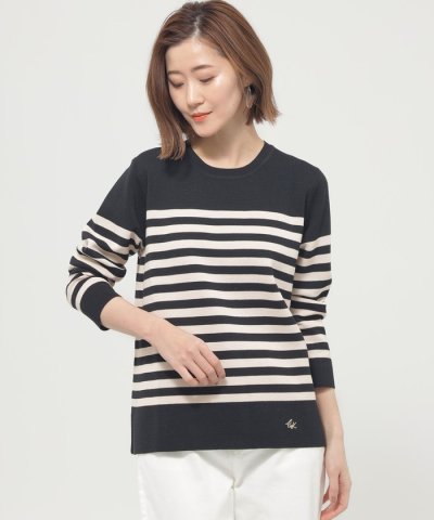 【ウォッシャブル】ミラノリブボーダーニット