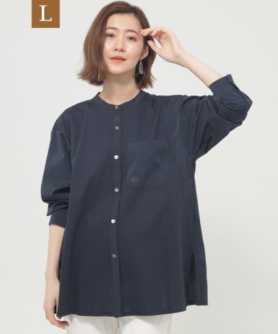 【L】【ウォッシャブル】タイプライターコンビシャツ