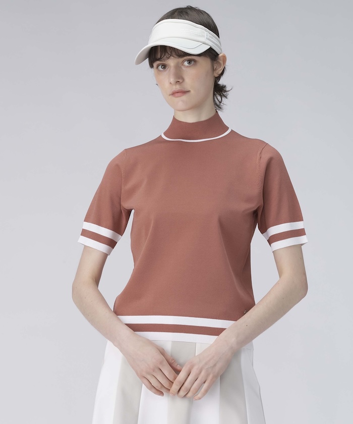 LANVINSPORT ニット5分袖ハイネックシャツ オレンジ 42 LANVINSPORT ニット5分袖ハイネックシャツ オレンジ 42