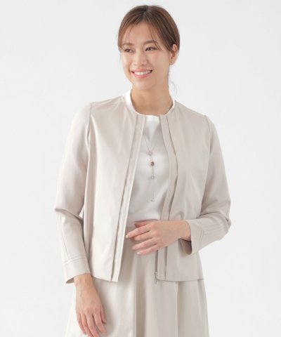 【ウォッシャブル】【セットアップ対応】ストレッチタフタコンビネーションノーカラー