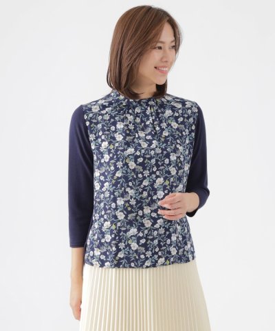 【ウォッシャブル】ラインフラワープリントコンビニット