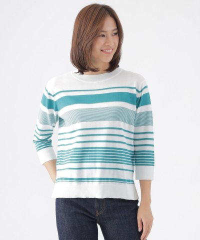 【ウォッシャブル】コンフォートストレッチランダムボーダーニット