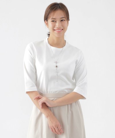 【ウォッシャブル】コンパクトコットンポンチ7分袖ドレスＴシャツ