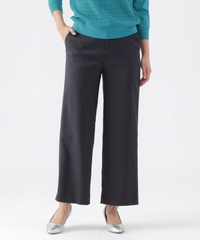 【ウォッシャブル】フルダルストレッチツイルワイドストレートパンツ