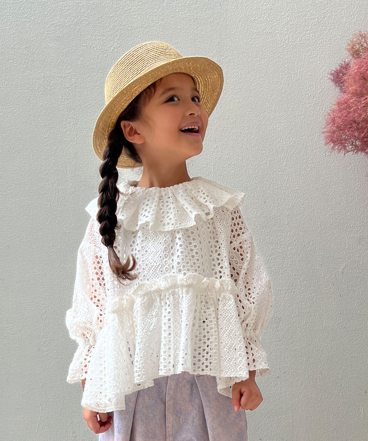 FITH フィス FITH Cutwork Lacy Smocked Blouse ホワイト 140cm