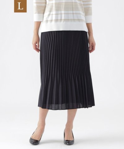 【L】【ウォッシャブル】スパンローンミモレ丈スカート