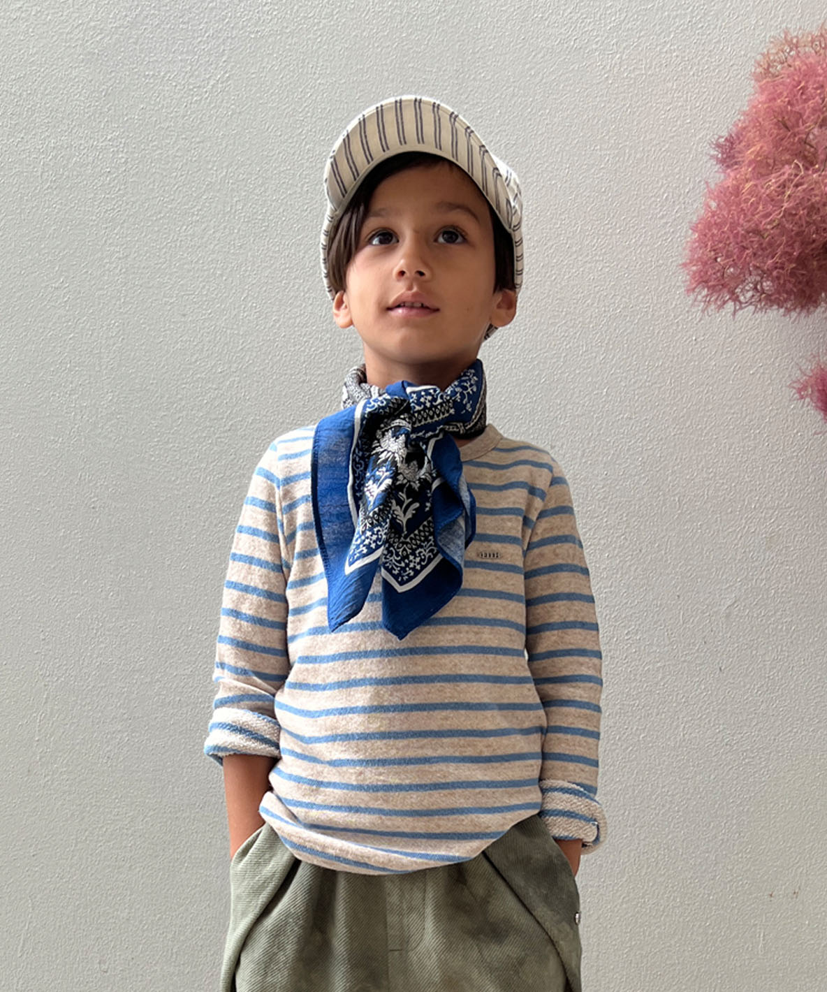 FITH フィス FITH Pile Striped Long Sleeve Tee ブルー 120cm