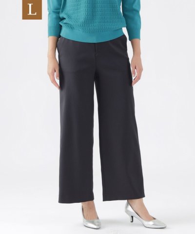 【L】【ウォッシャブル】フルダルストレッチツイルワイドストレートパンツ