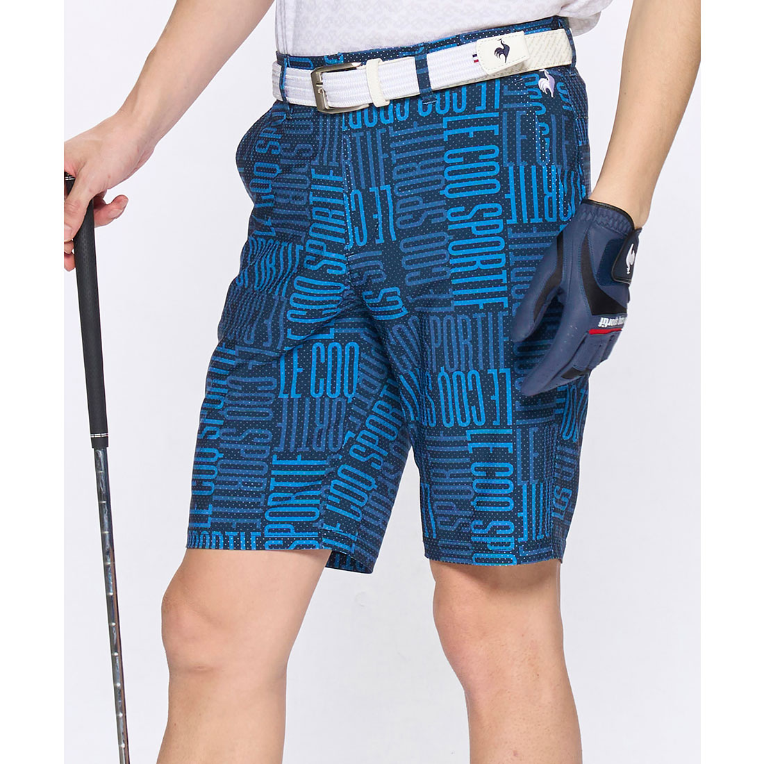 lecoqsportifgolf 接触冷感 総柄ハーフパンツ ネイビー L lecoqsportifgolf 接触冷感 総柄ハーフパンツ ネイビー L