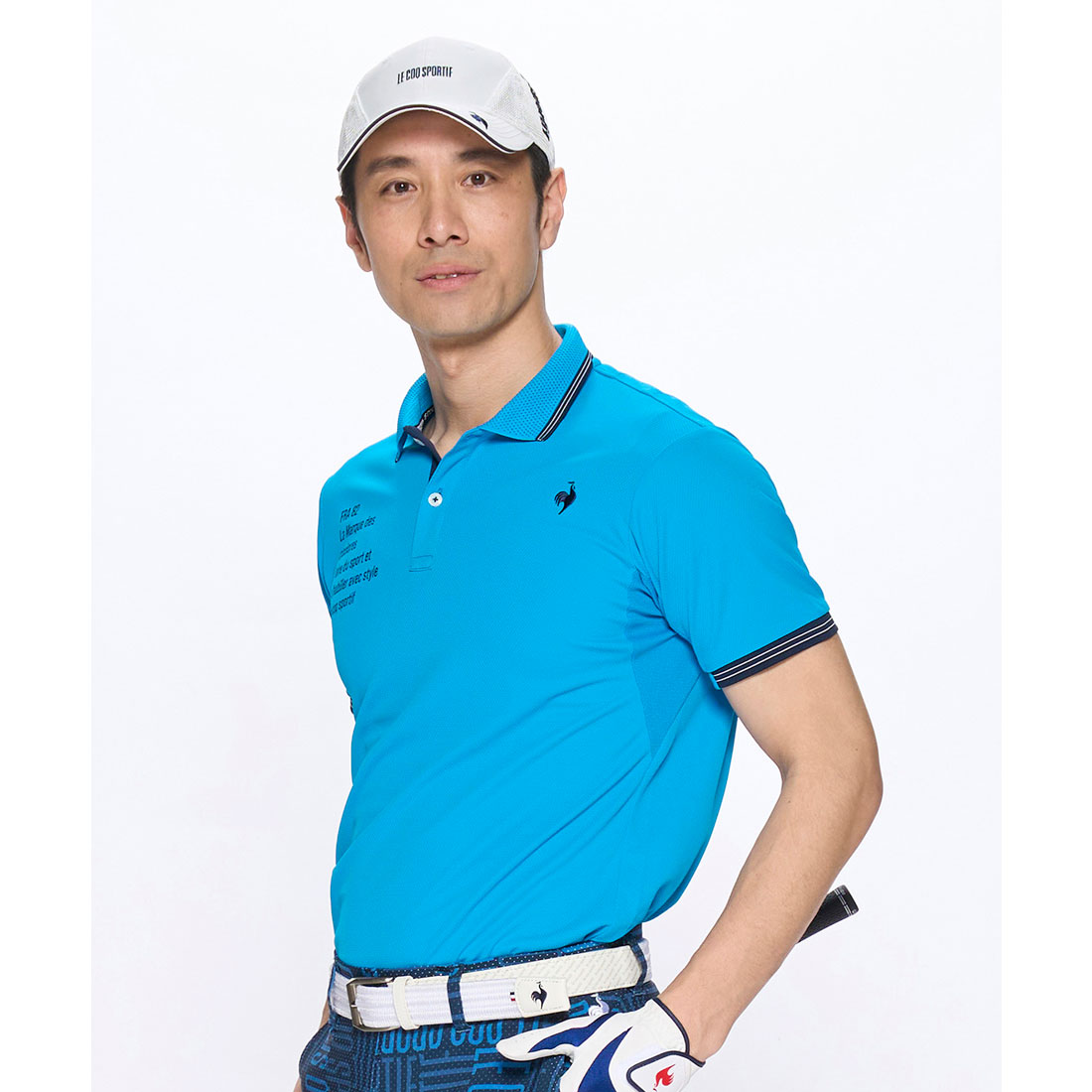 lecoqsportifgolf 接触冷感 部分メッシュベーシックデザイン半袖ポロシャツ ブルー LL lecoqsportifgolf 接触冷感 部分メッシュベーシックデザイン半袖ポロシャツ ブルー LL