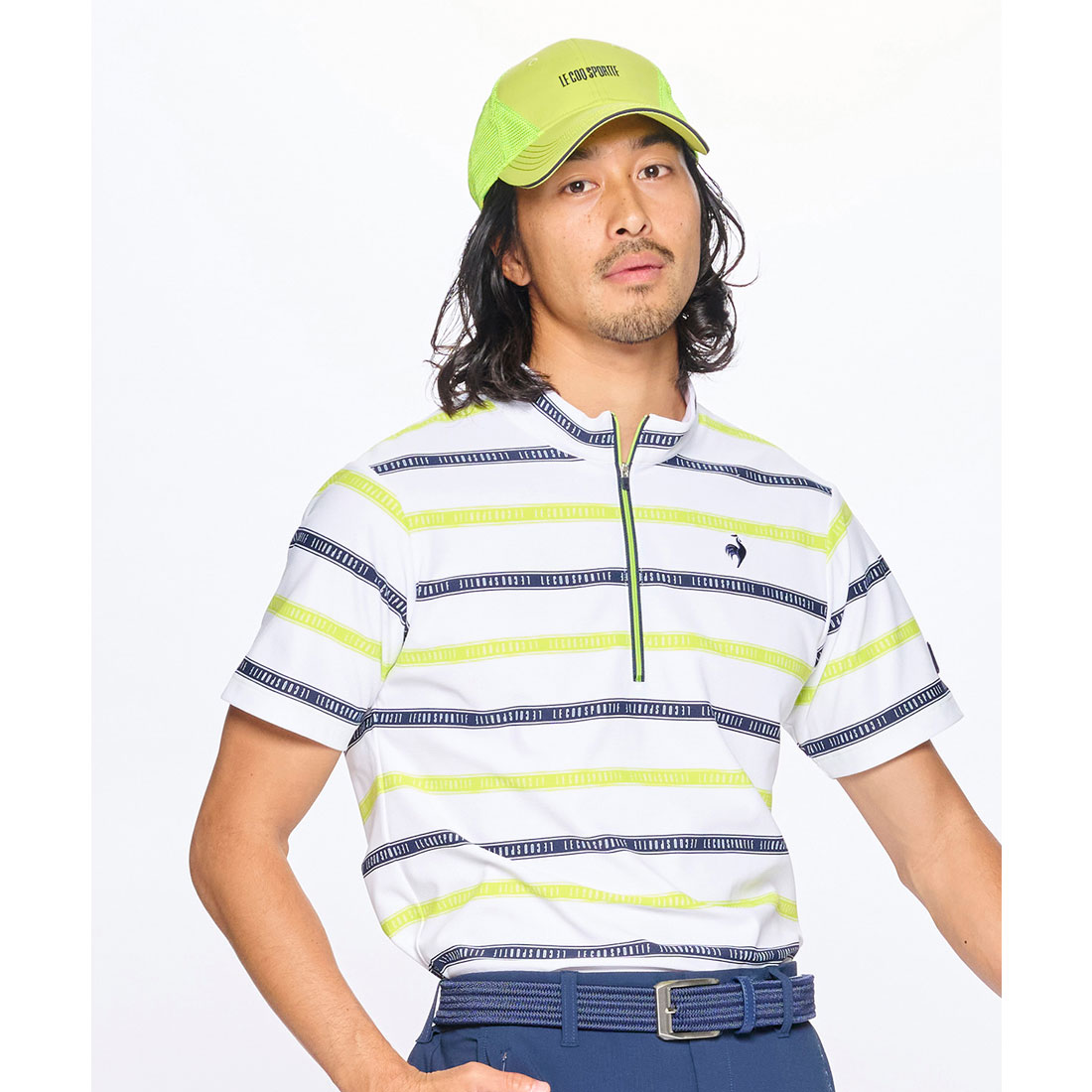 lecoqsportifgolf ルコックスポルティフ ゴルフ le coq sportif golf ボーダー柄 ホワイト LL lecoqsportifgolf ルコックスポルティフ ゴルフ le coq sportif golf ボーダー柄 ホワイト LL
