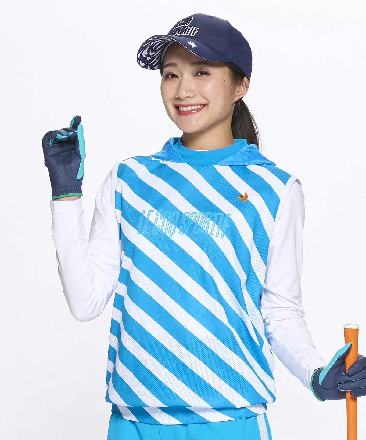 lecoqsportifgolf 接触冷感 メッシュフーディーノースリーブシャツ ブルー M lecoqsportifgolf 接触冷感 メッシュフーディーノースリーブシャツ ブルー M