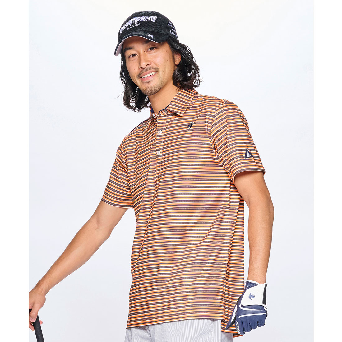 lecoqsportifgolf ルコックスポルティフ ゴルフ le coq sportif golf ボーダー柄 オレンジ M lecoqsportifgolf ルコックスポルティフ ゴルフ le coq sportif golf ボーダー柄 オレンジ M