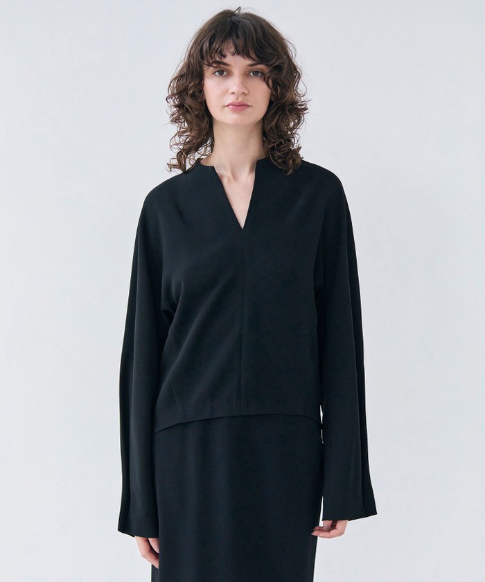 BEIGE 【洗える】RUE / スリットネックフォルムブラウス BLACK 4