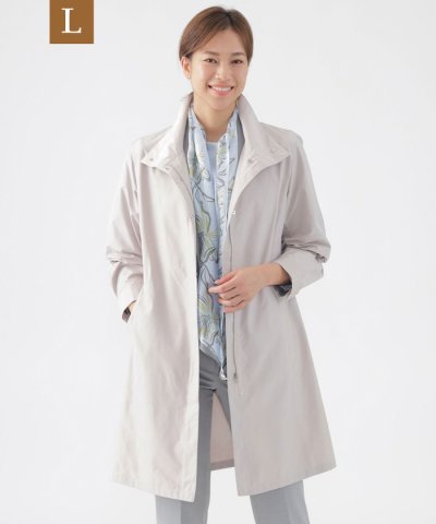 【L】【はっ水】【ウォッシャブル】メモリッシュタッサースタンドカラーコート