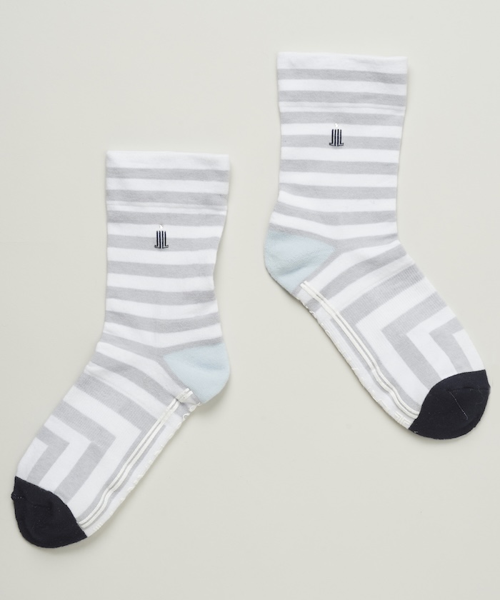 LANVINSPORT 折り返しボーダーソックス【抗菌防臭】【返品不可商品】 グレー 22-24 LANVINSPORT 折り返しボーダーソックス【抗菌防臭】【返品不可商品】 グレー 22-24